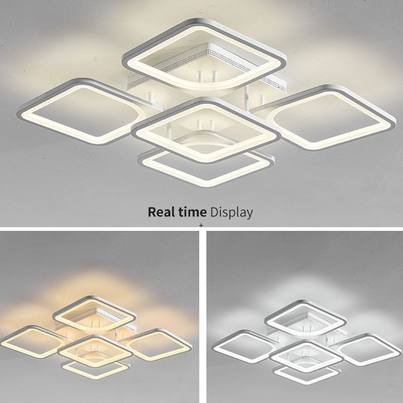 Lámpara de techo cuadrada de acrílico blanco empotrada de 5 luces y 8 luces