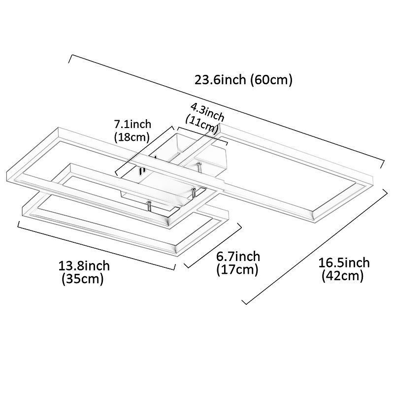 Lámpara de techo rectangular geométrica acrílica empotrada