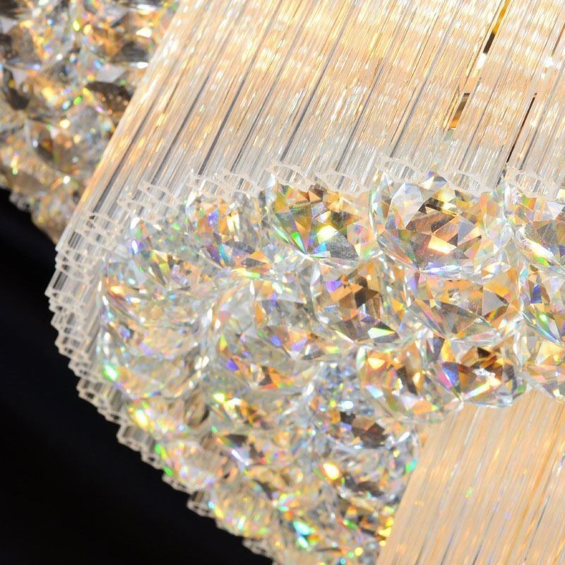 Lámpara de techo redonda de cristal con mando a distancia de 80 cm.
