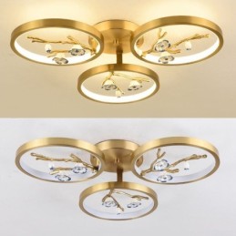 Lámpara de techo empotrada con diseño de rama de ciruelo en flor de cobre