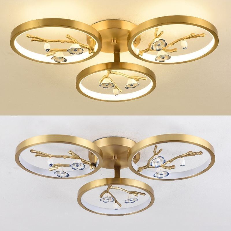 Lámpara de techo empotrada con diseño de rama de ciruelo en flor de cobre