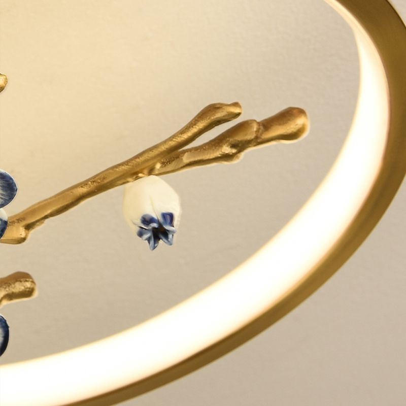 Lámpara de techo empotrada con diseño de rama de ciruelo en flor de cobre