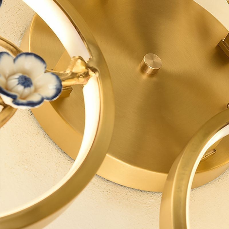 Lámpara de techo empotrada con diseño de rama de ciruelo en flor de cobre