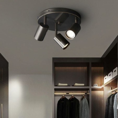 Lámpara de techo moderna de 3 luces, color negro dorado, con acabado en cobre, ideal para el hogar. Lámpara de techo moderna de 3 luces, color negro dorado, con acabado en cobre, ideal para el hogar.