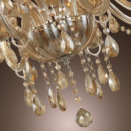 Lámpara de araña de cristal de lujo moderna de 2 niveles con 12 luces