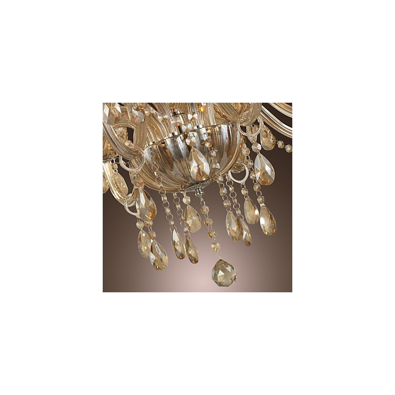 Lámpara de araña de cristal de lujo moderna de 2 niveles con 12 luces