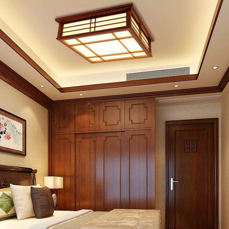 Lámpara de techo decorativa de madera con luz de techo retro