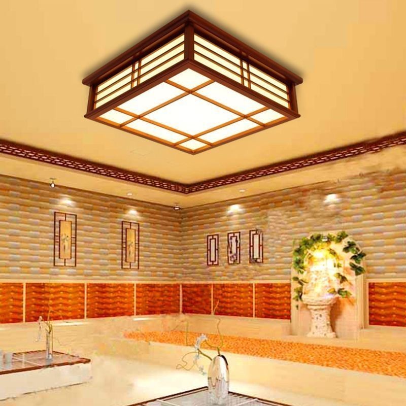 Lámpara de techo decorativa de madera con luz de techo retro