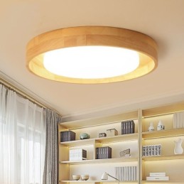 Lámpara de techo moderna de madera acrílica redonda