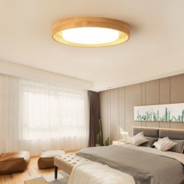 Lámpara de techo moderna de madera acrílica redonda