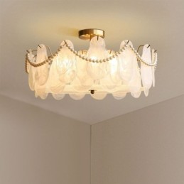 Lámpara de techo de hierro europea, elegante lámpara de techo de cristal.