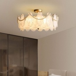 Lámpara de techo de hierro europea, elegante lámpara de techo de cristal.