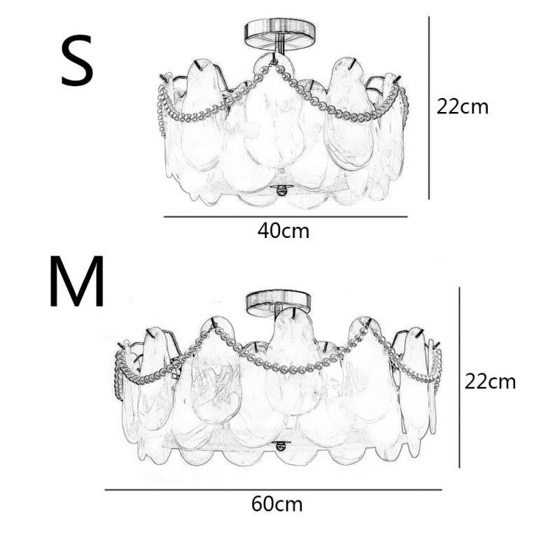 Lámpara de techo de hierro europea, elegante lámpara de techo de cristal.