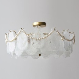 Lámpara de techo de hierro europea, elegante lámpara de techo de cristal.