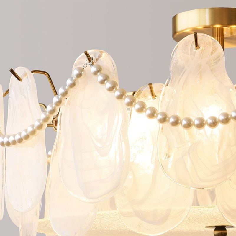 Lámpara de techo de hierro europea, elegante lámpara de techo de cristal.