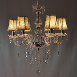 Lámpara de araña moderna de lujo de 6 luces con decoración de cristal