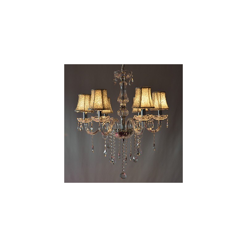 Lámpara de araña moderna de lujo de 6 luces con decoración de cristal