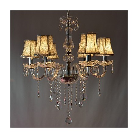 Lámpara de araña moderna de lujo de 6 luces con decoración de cristal Lámpara de araña moderna de lujo de 6 luces con decoración de cristal