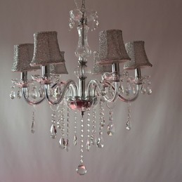 Lámpara de araña moderna de lujo de 6 luces con decoración de cristal