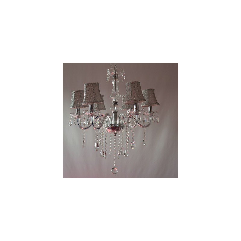 Lámpara de araña moderna de lujo de 6 luces con decoración de cristal