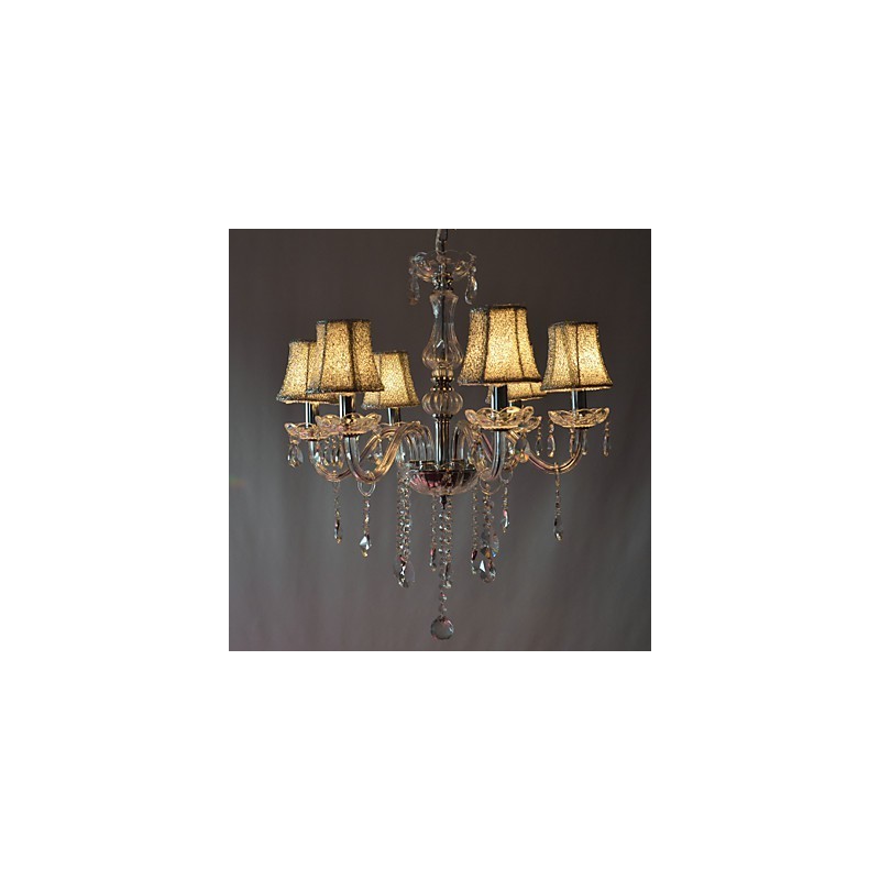 Lámpara de araña moderna de lujo de 6 luces con decoración de cristal