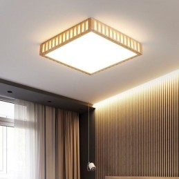 Lámpara de techo japonesa cuadrada de madera
