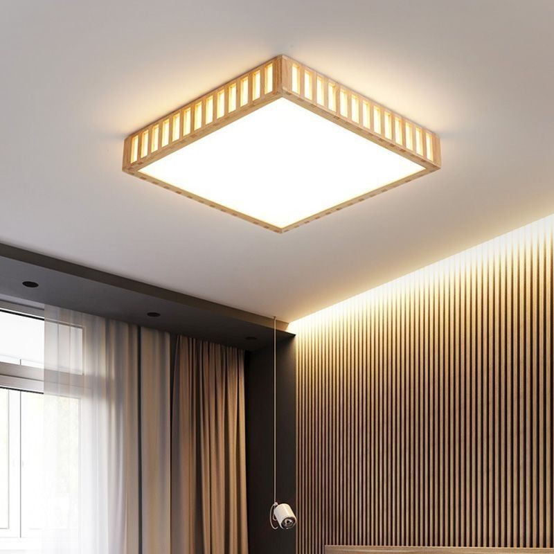 Lámpara de techo japonesa cuadrada de madera