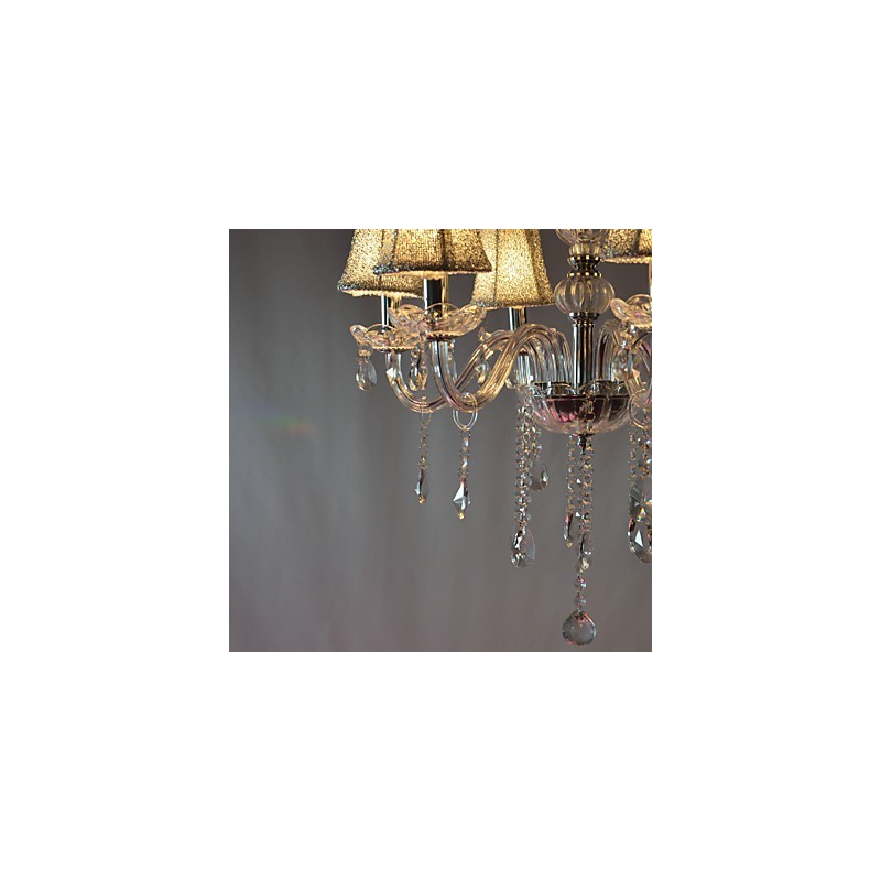 Lámpara de araña moderna de lujo de 6 luces con decoración de cristal