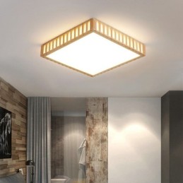 Lámpara de techo japonesa cuadrada de madera
