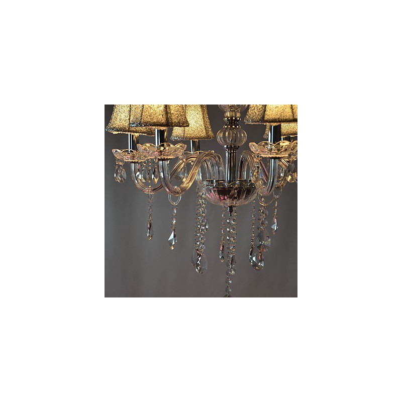 Lámpara de araña moderna de lujo de 6 luces con decoración de cristal