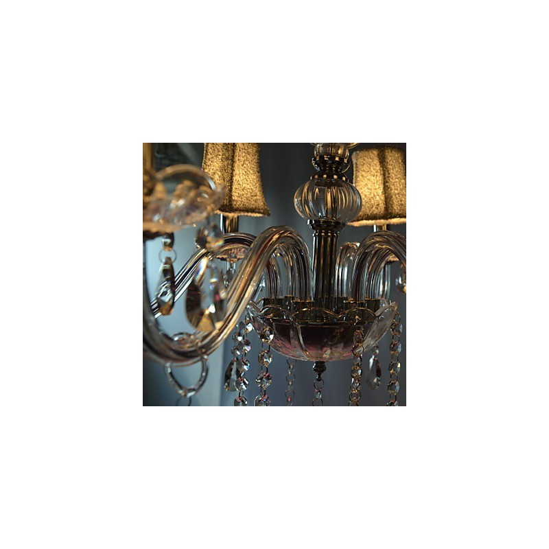Lámpara de araña moderna de lujo de 6 luces con decoración de cristal