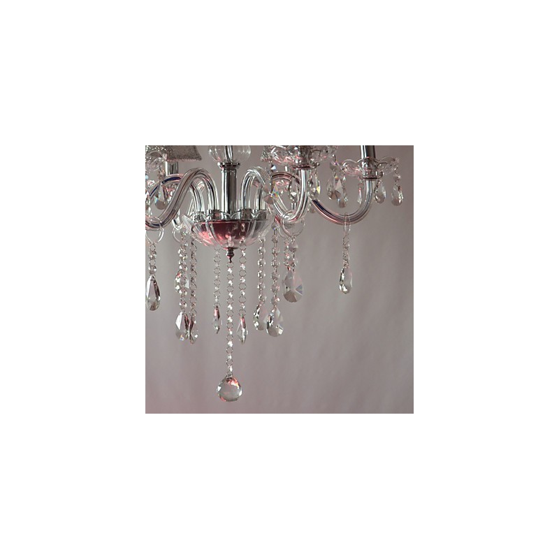 Lámpara de araña moderna de lujo de 6 luces con decoración de cristal
