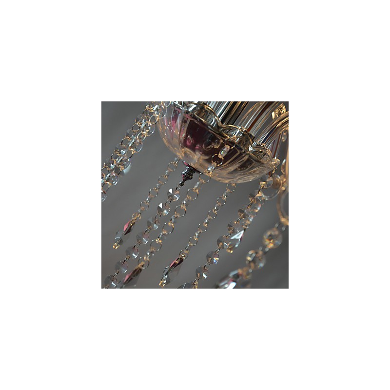 Lámpara de araña moderna de lujo de 6 luces con decoración de cristal