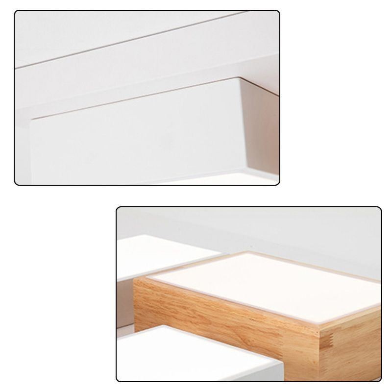 Lámpara de techo acrílica moderna con diseño geométrico de madera.