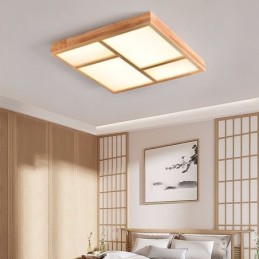 Lámpara de techo acrílica japonesa con diseño geométrico de madera