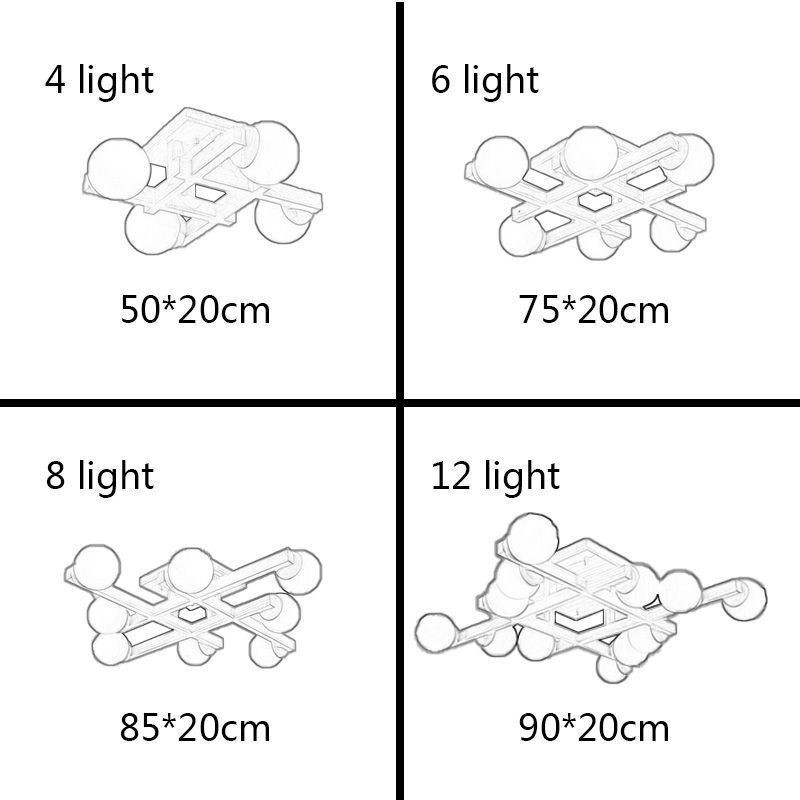 Lámpara de techo de madera japonesa con diseño molecular de frijol mágico