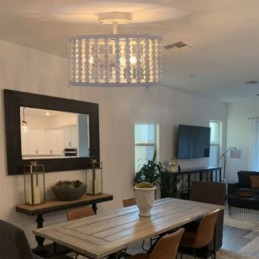 Lámpara de techo de 3 luces con cuentas de madera para vestíbulo