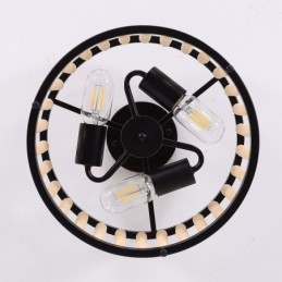 Lámpara de techo de 3 luces con cuentas de madera para vestíbulo