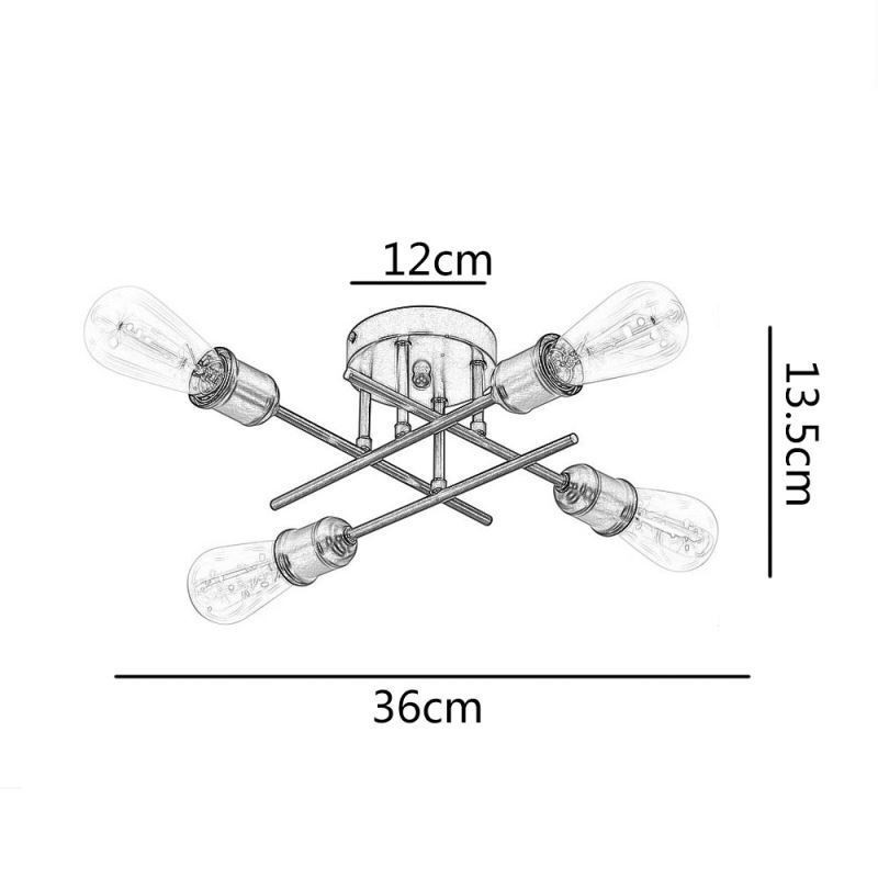 Lámpara de techo empotrada con portalámparas de 4 luces