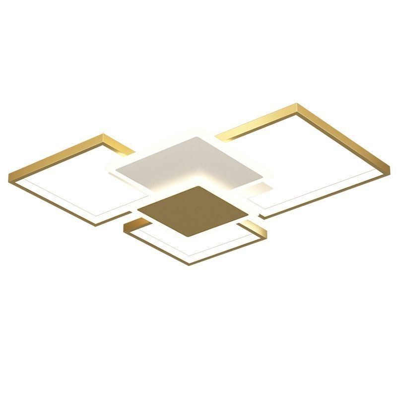 Lámpara de techo geométrica empotrada dorada moderna de 2 niveles