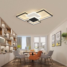 Lámpara de techo geométrica empotrada dorada moderna de 2 niveles