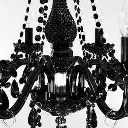 Lámpara de araña moderna de cristal negro de 6 luces