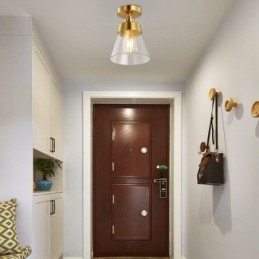 Lámpara de techo contemporánea de cristal, 1 luz, acabado en latón