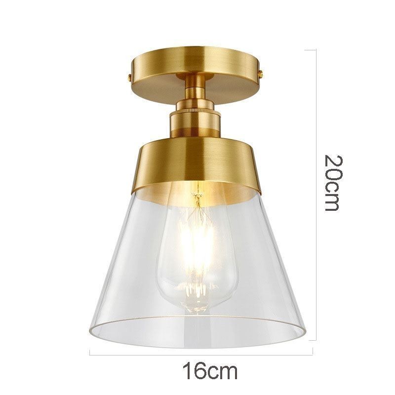 Lámpara de techo contemporánea de cristal, 1 luz, acabado en latón