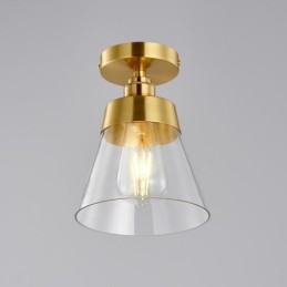 Lámpara de techo contemporánea de cristal, 1 luz, acabado en latón