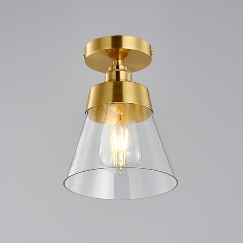 Lámpara de techo contemporánea de cristal, 1 luz, acabado en latón