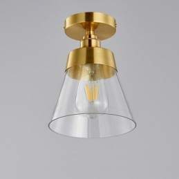 Lámpara de techo contemporánea de cristal, 1 luz, acabado en latón