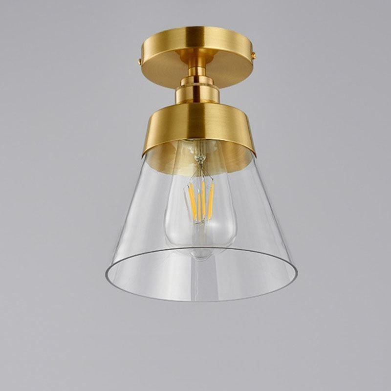 Lámpara de techo contemporánea de cristal, 1 luz, acabado en latón