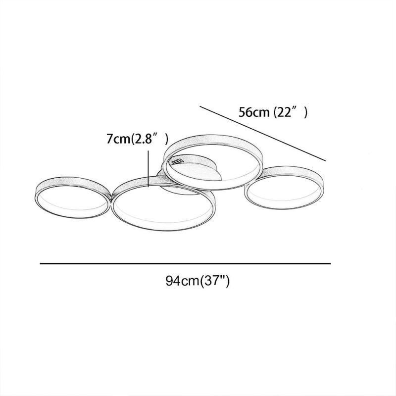 Lámpara de techo de 7200 lm, 4 anillos, accesorio de iluminación