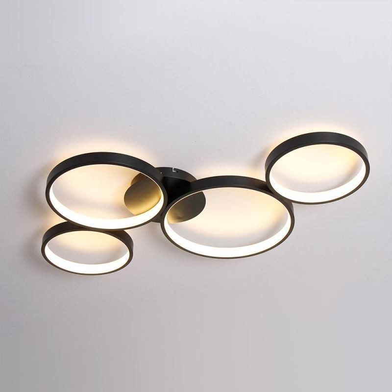 Lámpara de techo de 7200 lm, 4 anillos, accesorio de iluminación